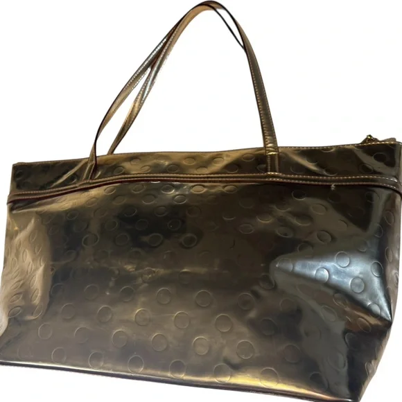 Retro Kate Spade New York Gold Metallic Tote Bag Purse RARE Handbag - Picture 8 of 16